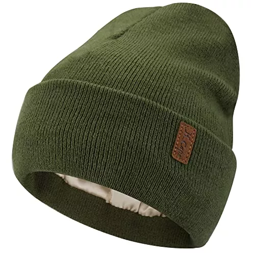 Bequemer Laden Hüte & Mützen Bequemer Laden Damen Winter Warm Beanie Mütze Strickmütze mit Satin Gefüttert Thermo Wintermütze Lässig Mützen Cap