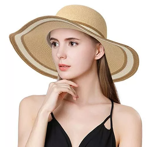 Comhats Hüte & Mützen Comhats Damen Strohhut Faltbarer Sommerhut Strandhut mit breite Krempe