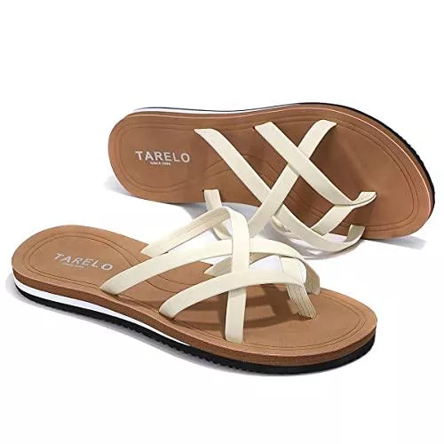 ASTERO Sandalen & Slides ASTERO Flip Flops Damen Zehentrenner Clip Toe Sandalen Leder Flacher Strand Sommer Hausschuhe Komfort Indoor Outdoor Größe 36-41