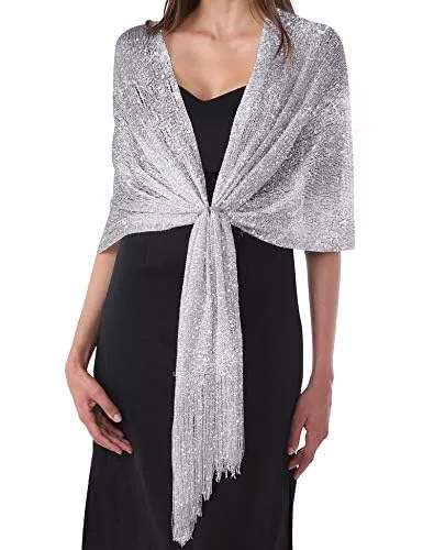 DiaryLook Schals & Tücher DiaryLook stola für abendkleid glitzer schal silber damen festlich 20er jahre silber kleid