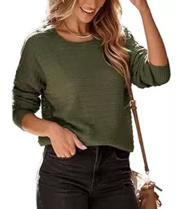 AOISAGULA Pullover & Strickmode AOISAGULA Damen Gestrickte Pullover Rundhals Sweatshirt Langarm Tuniken Casual Basic Oberteile Tops für Herbst Winter