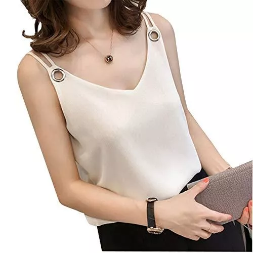 Targogo Ärmellose Blusen Tank Top Damen Ärmellos V-Ausschnitt Elegante T-Shirt Festival Rückenfreies Fashion Fashion Locker Casual Basic Shirts Unterhemden Blusen Sommer