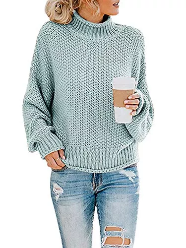 Imuedaen Pullover & Strickmode Imuedaen Pullover Damen Elegant Winter Rollkragenpullover Strickpullover Grobstrickpullover Casual Lose Langarm Pulli Oberteile