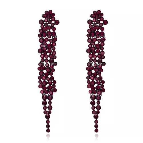 EVER FAITH Schmuck EVER FAITH Statement Ohrringe Strass Kristall Bankett lange Kronleuchter baumeln Ohrringe für Damen Prom Hochzeit Braut Klar Silber-Ton