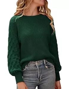 Zeagoo Pullover & Strickmode Zeagoo Pullover Damen Elegant Strickpullover Rundhals Casual Winter Sweater Langarm Grobstrick Pulli Zopfmuster Lässig Sweatshirt S-XXL