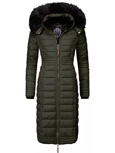 Navahoo Mäntel Navahoo Damen Wintermantel Warmer Steppmantel lang mit Kapuze Umay XS-XXL