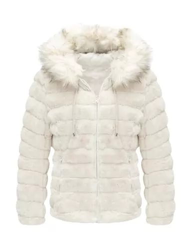 Geschallino Jacken Geschallino Damen Wende jacke Kunstfelljacke Steppmantel Gepolsterter Kurz Wintermantel mit Kapuze