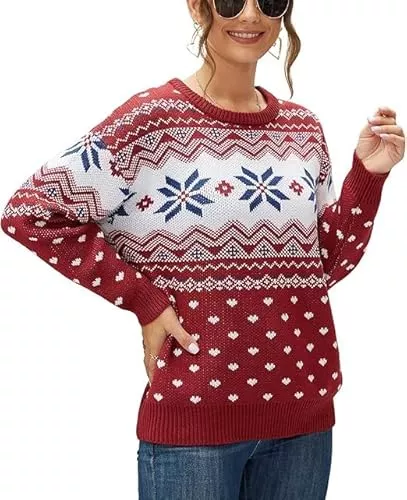 BEIGAI Pullover & Strickmode BEIGAI Damen Pullover Herbst Winter Elegante Casual Strickpullover Langarm Rundhals Baggy Sweateshirt Pullover