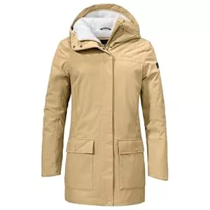 Schöffel Mäntel Schöffel Damen Ins. Parka Rotterdam L, wind- und wasserdichter Damen Parka mit verstellbarer Taille, Wintermantel mit 4-Wege-Stretch und Teddyfutter