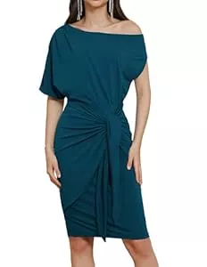 GRACE KARIN Cocktail GRACE KARIN Damen Elegant Bodycon Kleid EIN-Schulter Cocktailkleid Gerüschtes Wickelkleid Business Party Kleid