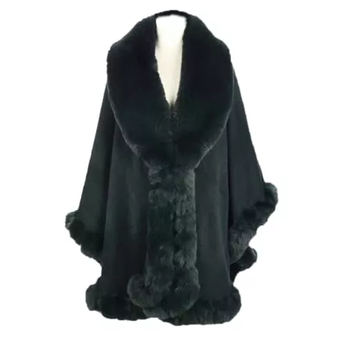 Cool&D Strickjacken Cool&D Damen Poncho Cape Winter Umhang Strickjacken mit Kunstfell Kragen