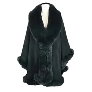 Cool&D Strickjacken Cool&D Damen Poncho Cape Winter Umhang Strickjacken mit Kunstfell Kragen