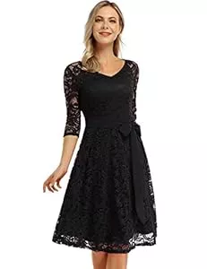 KOJOOIN Cocktail KOJOOIN Damen Vintage Brautjungfernkleider für Hochzeit Knielang Spitzenkleid Cocktailkleid Ballkleid