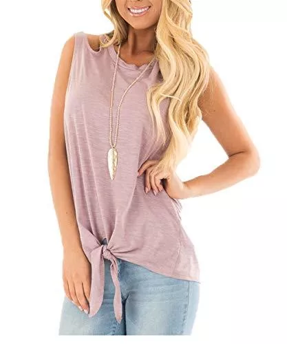 Style Dome Ärmellose Blusen Style Dome Damen Tops Ärmellos Casual Loose Tank Tops Oberteile Rundhals Sommer Shirt