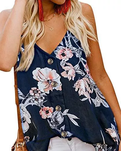 Style Dome Ärmellose Blusen Style Dome Damen Tops Ärmellos Casual Loose Tank Tops Oberteile Rundhals Sommer Shirt