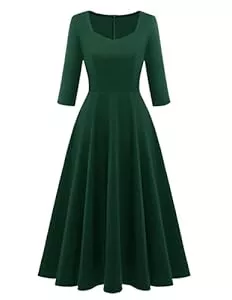 Berylove Cocktail Berylove Cocktailkleid Damen Elegant Rockabilly Kleider Herzausschnitt Midi Vintage Kleid Abendkleid