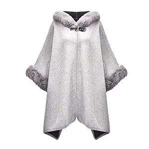 ZLYC Strickjacken ZLYC Damen Winter Umhang Strickjacke Warm Kunstpelz Mäntel Poncho Cape mit Kapuze