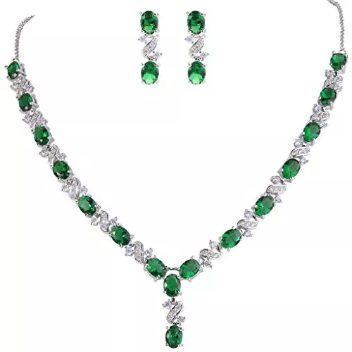 Clearine Schmuck Clearine Damen Elegant Delicate Cubic Zirconia Unendlichkeit Y-Form Halskette Dangle Ohrringe Set