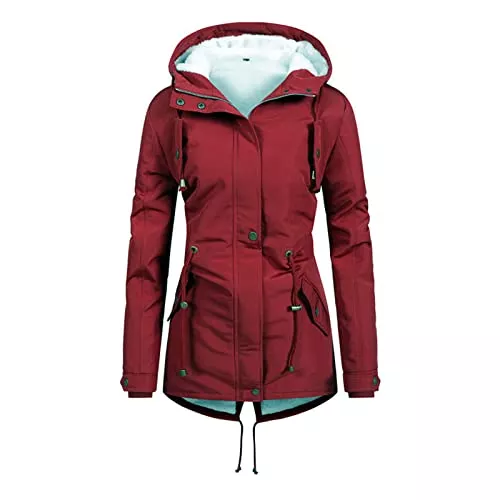 Zeiayuas Jacken Zeiayuas Winterjacke Damen Lang Warm Gefüttert Female Steppjacke Damen Mantel Ski-Jacken für Damen Winterjacke Wattierte Jacke Damen Softshell Jacke Damen Mantel Winter Elegant Damen Winterparka Grün