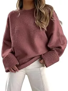 Fisoew Pullover & Strickmode Fisoew Pullover Damen Rundhals Strickpullover Fuzzy Pulli Winter Oversized Sweatershirt Herbst Warm Oberteile Lose