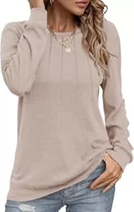 Tanmolo Pullover & Strickmode Tanmolo Damen Pullover Sweatshirt Langarmshirt Rundhals Lässig Loose Plissee Oberteile