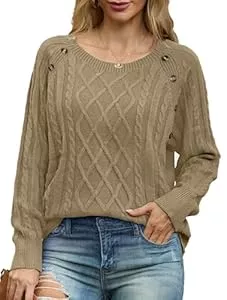 GRECERELLE Pullover & Strickmode GRECERELLE Pullover Damen Elegant Strick Winter Klassische Langarm Rundhals Tops Strickpullover Damen Sweater Herbst mit Knöpfen