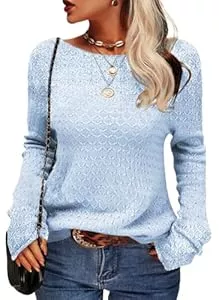 Tankaneo Pullover & Strickmode Tankaneo Damen Pullover Colorblock Langarm Rundhals Strickpullover Gestreift Slim Fit Strickwaren Tops