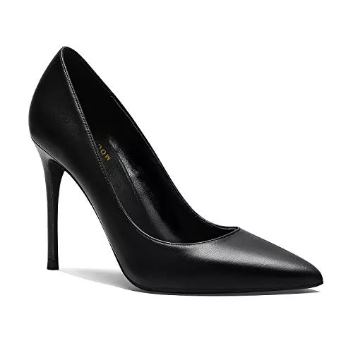 MOOMMO High Heels MOOMMO Damen High Heel Pumps Spitze Geschlossene Klassische Stiletto Pumps mit 10 cm Pfennigabsatz Bequeme Halbschuhe Damenschuhe Slip-on Elegant Hochzeit Schuhe Abendschuhe Schwarz 34-41 EU