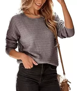 AOISAGULA Pullover & Strickmode AOISAGULA Damen Gestrickte Pullover Rundhals Sweatshirt Langarm Tuniken Casual Basic Oberteile Tops für Herbst Winter