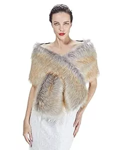 BEAUTELICATE Abendkleider BEAUTELICATE Kunstpelz Schal Stola Bolero Damen Brautschal Wrap Jacke Mantel Winter Hochzeit Gatsby 1920er Jahre Kostüm