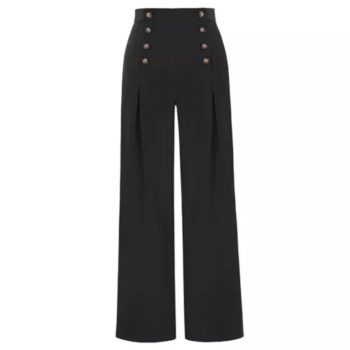 Belle Poque Hosen Belle Poque Damen Elegant Lang Gerade Hose Lose Hohe Taille Freizeithose