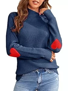 Saodimallsu Pullover & Strickmode Saodimallsu Strickpullover Damen Herzform Lässig Rollkragenpullover Herbst Winter Pulli Grobstrick Sweater