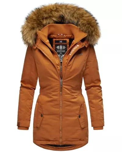 MARIKOO Jacken MARIKOO Designer Damen Winter Jacke Parka Mantel Teddyfell warm gefüttert B825