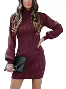 Yageshark Freizeit Yageshark Strickkleider Damen Pulloverkleid Minikleid Winterkleid Casual Hohe Elastizität Langarm Kleider Strick