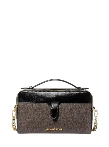 Michael Kors Taschen & Rucksäcke Michael Kors Jet Set Medium Signature Logo und Patent Double Zip Crossbody Bag