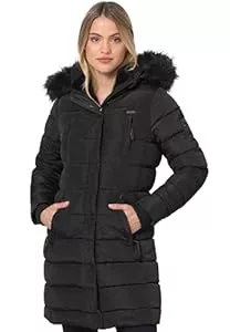 Navahoo Mäntel Navahoo Winterjacke Damen - Wasserabweisend, Warm, Kapuze, Winddicht - Wintermantel Lang, Mantel Frauen, Teddyfell gefüttert - Stehkragen, 7 Taschen, verlängerter Zipper