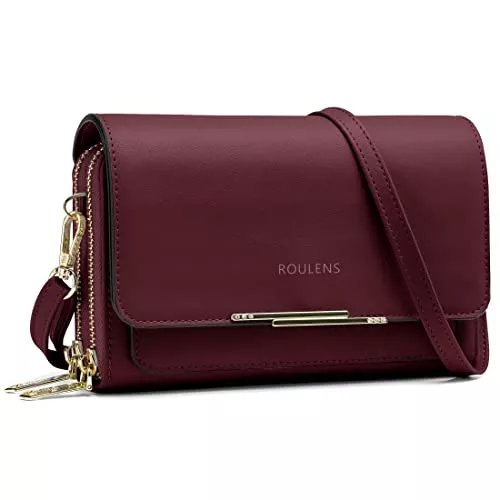 Roulens Taschen & Rucksäcke Roulens Klein Handy Umhängetasche,Damen Kleine Umhängetasche,PU Leder Crossbody Schultertasche Reisepass Handytasche mit Kartenschlitz Verstellbar Abnehmbar Schultergurt