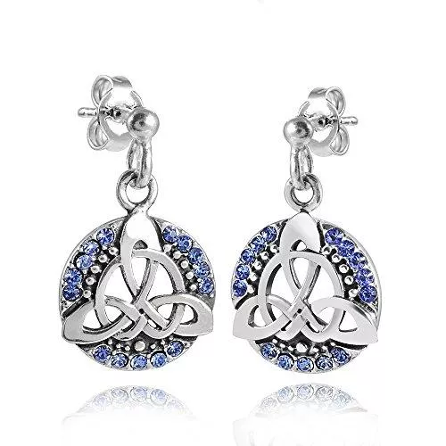 MATERIA by Matthias Wagner Schmuck MATERIA 925 Silber Ohrstecker keltischer Knoten - Damen Ohrringe Zirkonia blau rhodiniert mit Box #SO-213