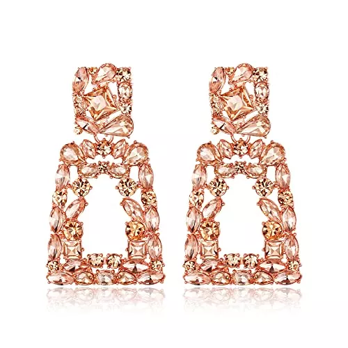 EVER FAITH Schmuck EVER FAITH Große Quadratisch Ohrringe geometrische Kristall tropfen böhmische Ohrringe mit erhöhtem Design Gelb