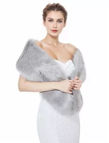 BEAUTELICATE Schals & Tücher BEAUTELICATE Damen Kunstpelz Schal Stola Bolero Winter Pelzkragen für Hochzeit Karneval Gatsby Cosplay Brautschal Brautstola
