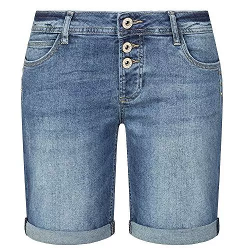 Sublevel Shorts Sublevel Damen Denim Bermuda Chino Stretch Shorts mit Aufschlag Bequeme Kurze Hose im Used Look