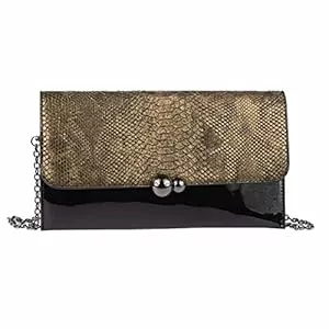 OBC Only-Beautiful-Couture Taschen & Rucksäcke OBC Only-Beautiful-Couture Damen Abendtasche Clutch Pochette Umschlag-Tasche Reptilprägung Kettentasche Unterarmtasche Handtasche Schultertasche Umhängetasche