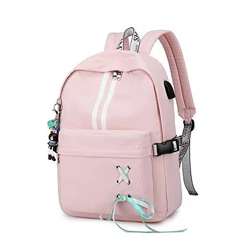 FANDARE Taschen & Rucksäcke FANDARE Rucksack Mädchen Teenager Schulrucksack Luminous Schulrucksack Schultasche Schulranzen Mädchen Rucksäcke mit USB Teenager Tagesrucksack Reise Daypacks Damen Kinderrucksäcke Polyester Rosa