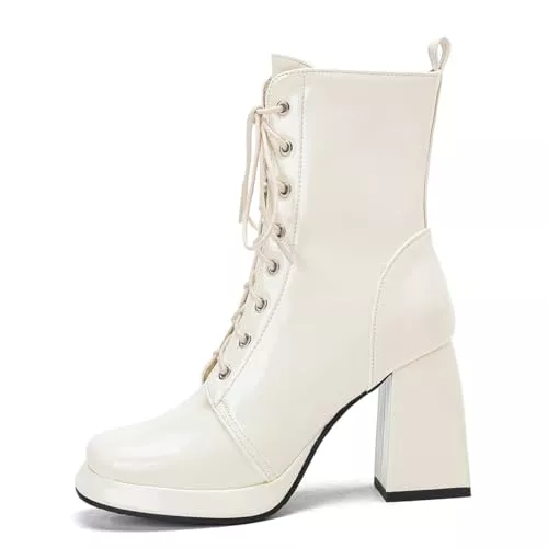 Carkuolary Stiefel Carkuolary Womens Mode Side Zipper Schwarz Chunky Heel Knöchel Stiefel