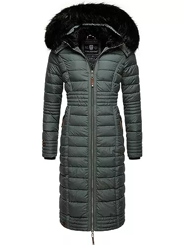 Navahoo Mäntel Navahoo Damen Wintermantel Warmer Steppmantel lang mit Kapuze Umay XS-XXL