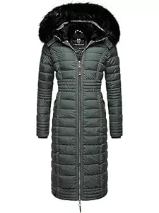 Navahoo Mäntel Navahoo Damen Wintermantel Warmer Steppmantel lang mit Kapuze Umay XS-XXL