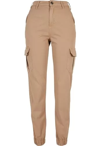 Urban Classics Hosen Urban Classics Damen Hose Ladies High Waist Cargo Pants, Frauen Cargo-Hose mit aufgesetzten Taschen erhältlich in vielen Farben, Größen 26 - 34