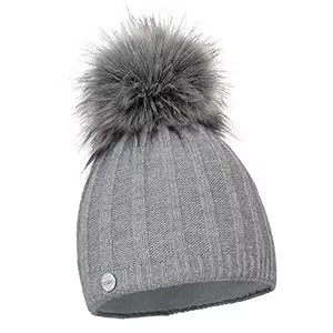 ELIMELI Hüte & Mützen ELIMELI® Kaschmir Mütze Damen Winter warme Strickmütze Wollmütze mit Kaschmir Wintermütze mit Kunstfell Bommel Slouch Strick Beanie Damen für Winter Bommelmütze Hergestellt in EU