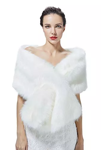 BEAUTELICATE Strickjacken BEAUTELICATE Kunstpelz Schal Stola Bolero Damen Brautschal Wrap Jacke Mantel Winter Hochzeit Gatsby 1920er Jahre Kostüm