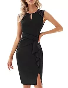 GRACE KARIN Cocktail GRACE KARIN Ärmellos Spitze Cocktailkleid Elegant Rüschen Bodycon Hochzeit Party Bleistiftkleid Businesskleider